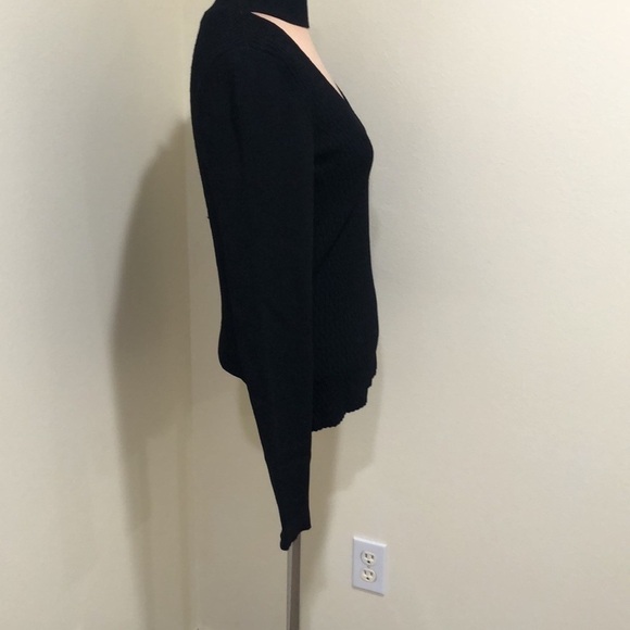 Milly Sweater Size XL Black Cutout Turtleneck Textured Knit Pullover - Picture 2 of 10